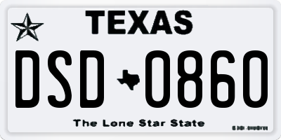 TX license plate DSD0860
