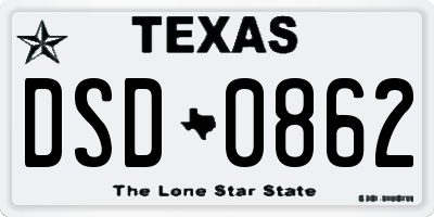 TX license plate DSD0862