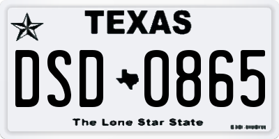 TX license plate DSD0865