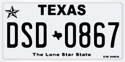 TX license plate DSD0867