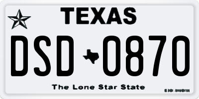 TX license plate DSD0870