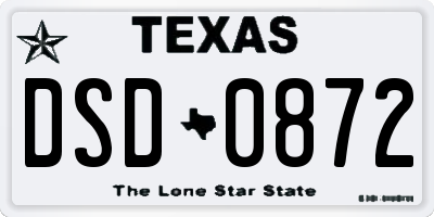 TX license plate DSD0872