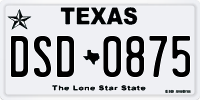 TX license plate DSD0875
