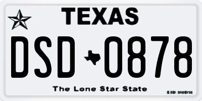 TX license plate DSD0878
