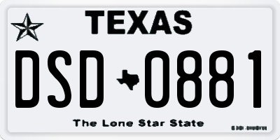 TX license plate DSD0881