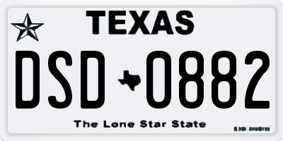 TX license plate DSD0882