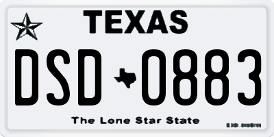 TX license plate DSD0883