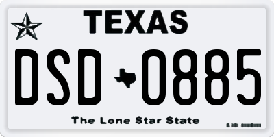TX license plate DSD0885