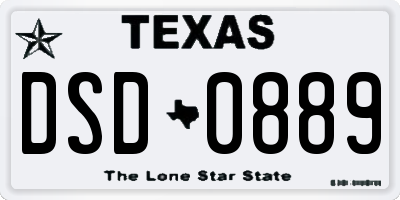 TX license plate DSD0889