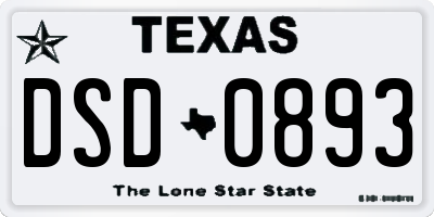 TX license plate DSD0893