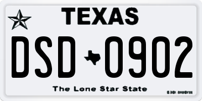 TX license plate DSD0902