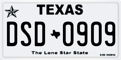 TX license plate DSD0909