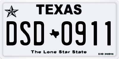 TX license plate DSD0911