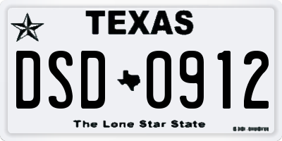 TX license plate DSD0912