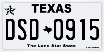 TX license plate DSD0915
