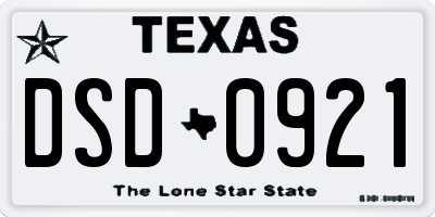 TX license plate DSD0921