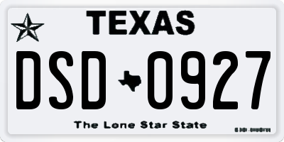 TX license plate DSD0927