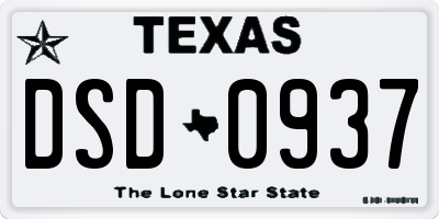 TX license plate DSD0937