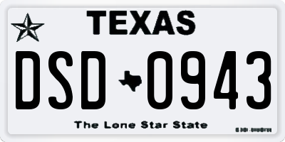 TX license plate DSD0943
