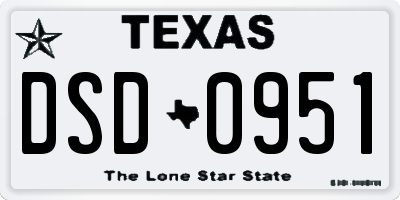 TX license plate DSD0951
