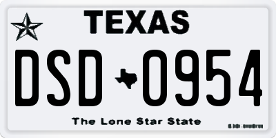 TX license plate DSD0954