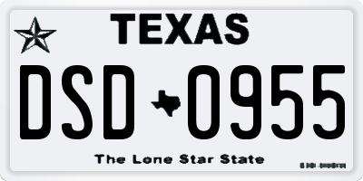 TX license plate DSD0955