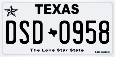 TX license plate DSD0958