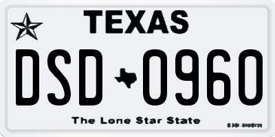TX license plate DSD0960