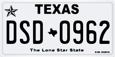 TX license plate DSD0962