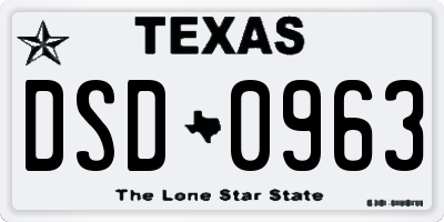 TX license plate DSD0963