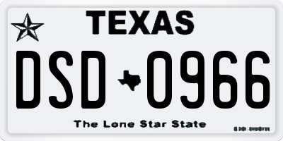 TX license plate DSD0966