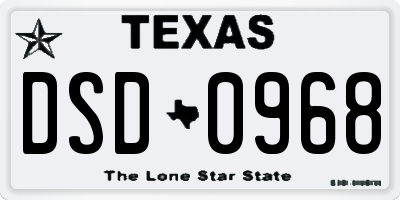 TX license plate DSD0968