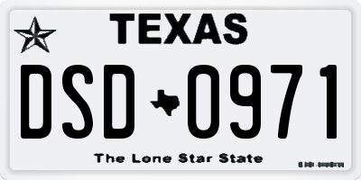 TX license plate DSD0971