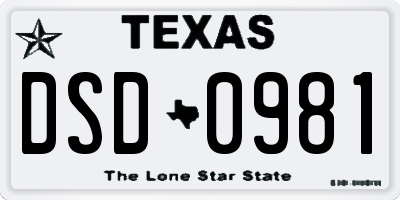TX license plate DSD0981