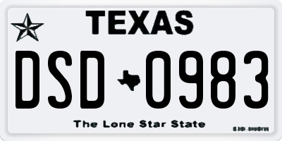 TX license plate DSD0983