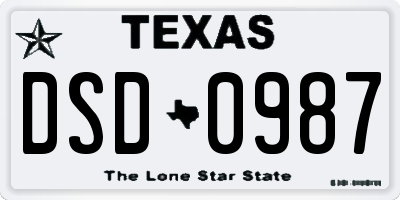 TX license plate DSD0987