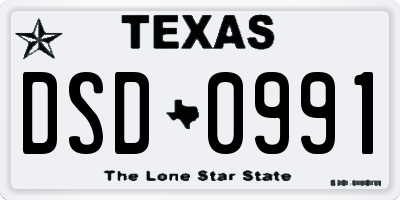 TX license plate DSD0991
