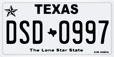 TX license plate DSD0997