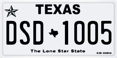 TX license plate DSD1005