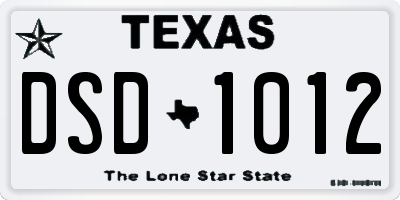 TX license plate DSD1012