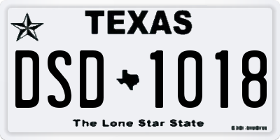TX license plate DSD1018