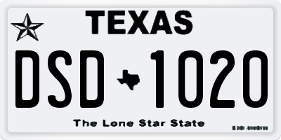 TX license plate DSD1020