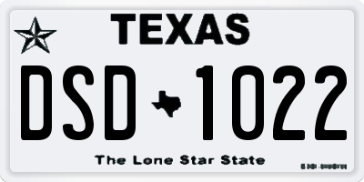 TX license plate DSD1022