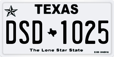 TX license plate DSD1025