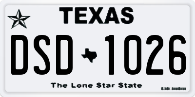 TX license plate DSD1026