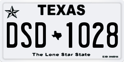 TX license plate DSD1028
