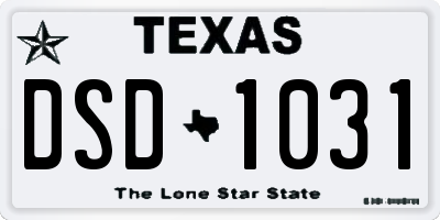 TX license plate DSD1031