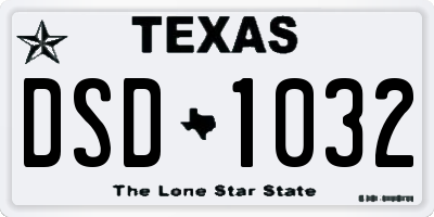 TX license plate DSD1032