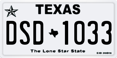 TX license plate DSD1033