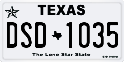 TX license plate DSD1035